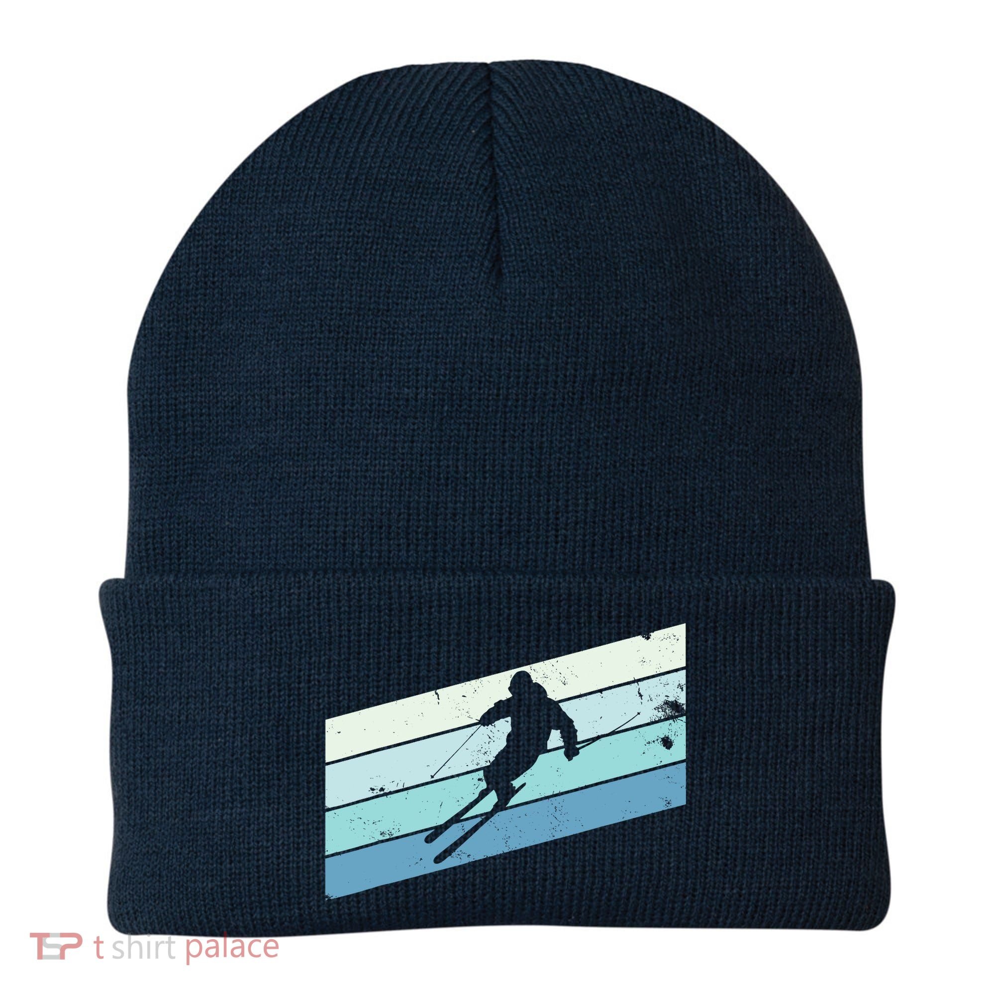 Winter Sports And Snow Skier Retro Snow Skiing Beanie