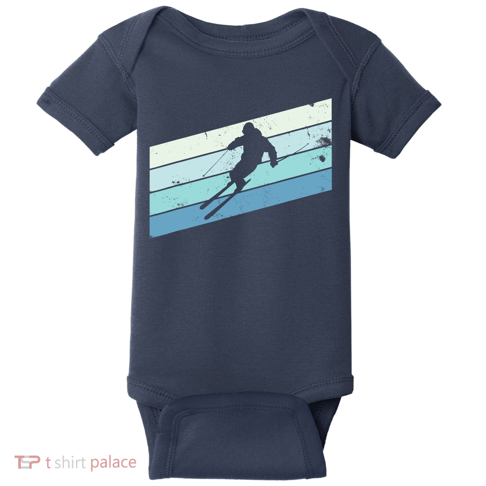 Winter Sports And Snow Skier Retro Snow Skiing Baby Bodysuit