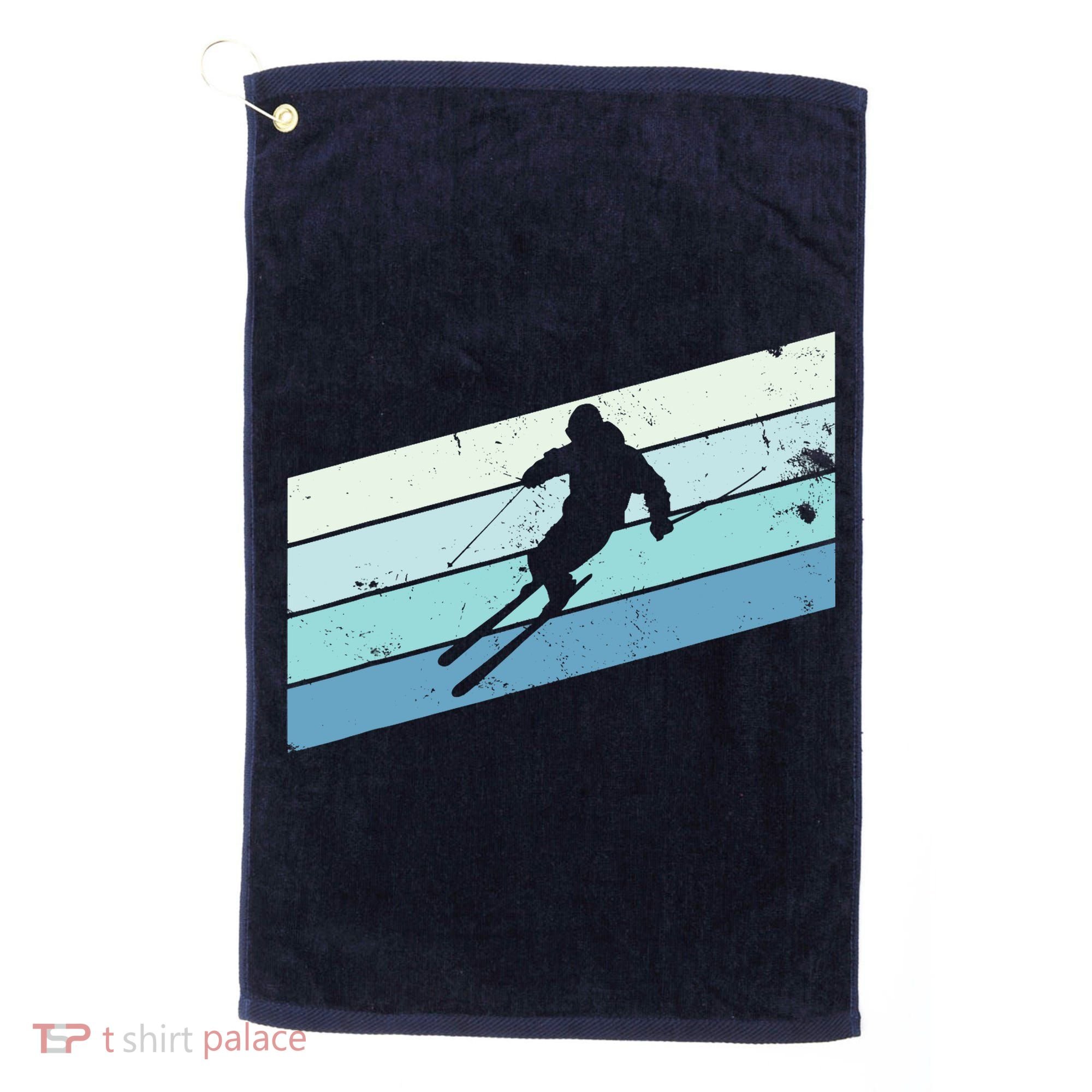 Winter Sports And Snow Skier Retro Snow Skiing Golf Towel