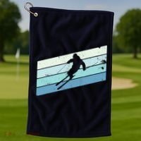 Winter Sports And Snow Skier Retro Snow Skiing Golf Towel thumb 1