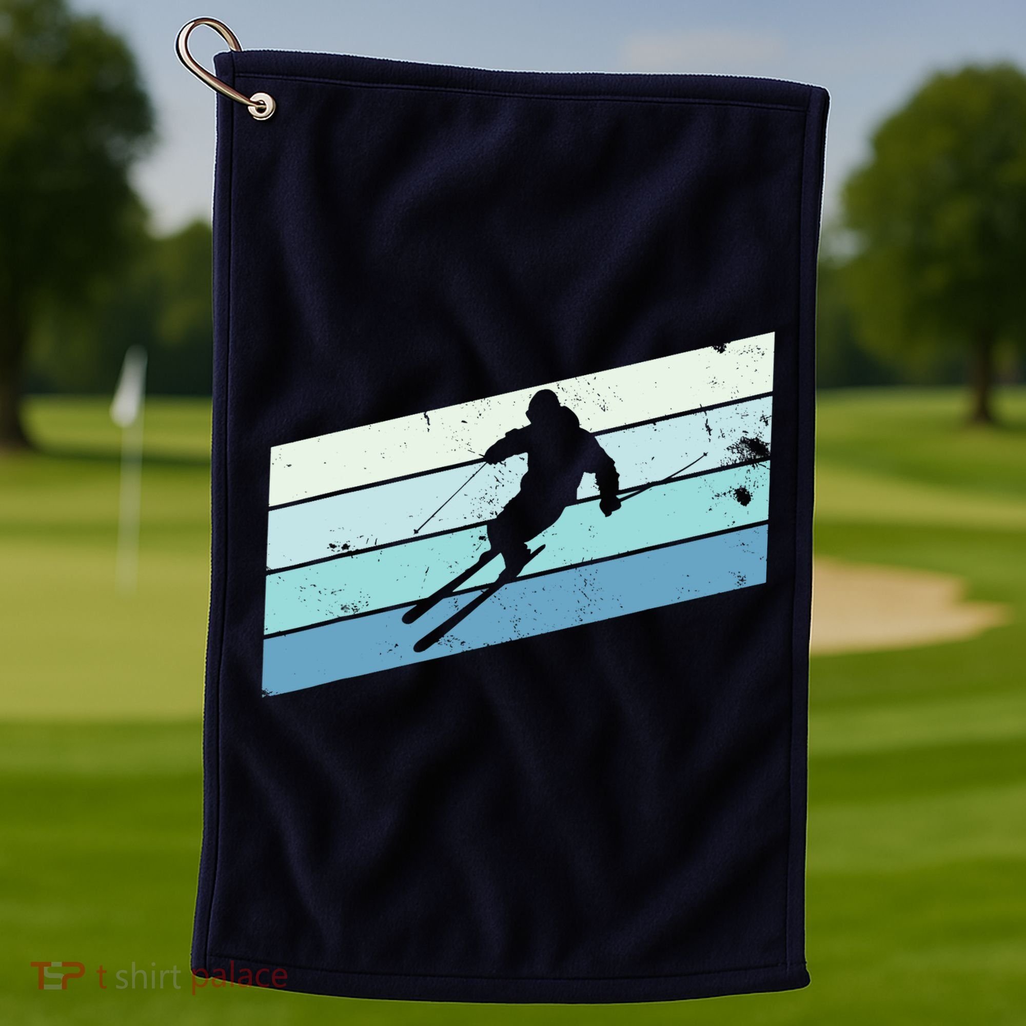 Winter Sports And Snow Skier Retro Snow Skiing Golf Towel
