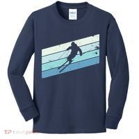 Winter Sports And Snow Skier Retro Snow Skiing Kids Long Sleeve Shirt thumb 0