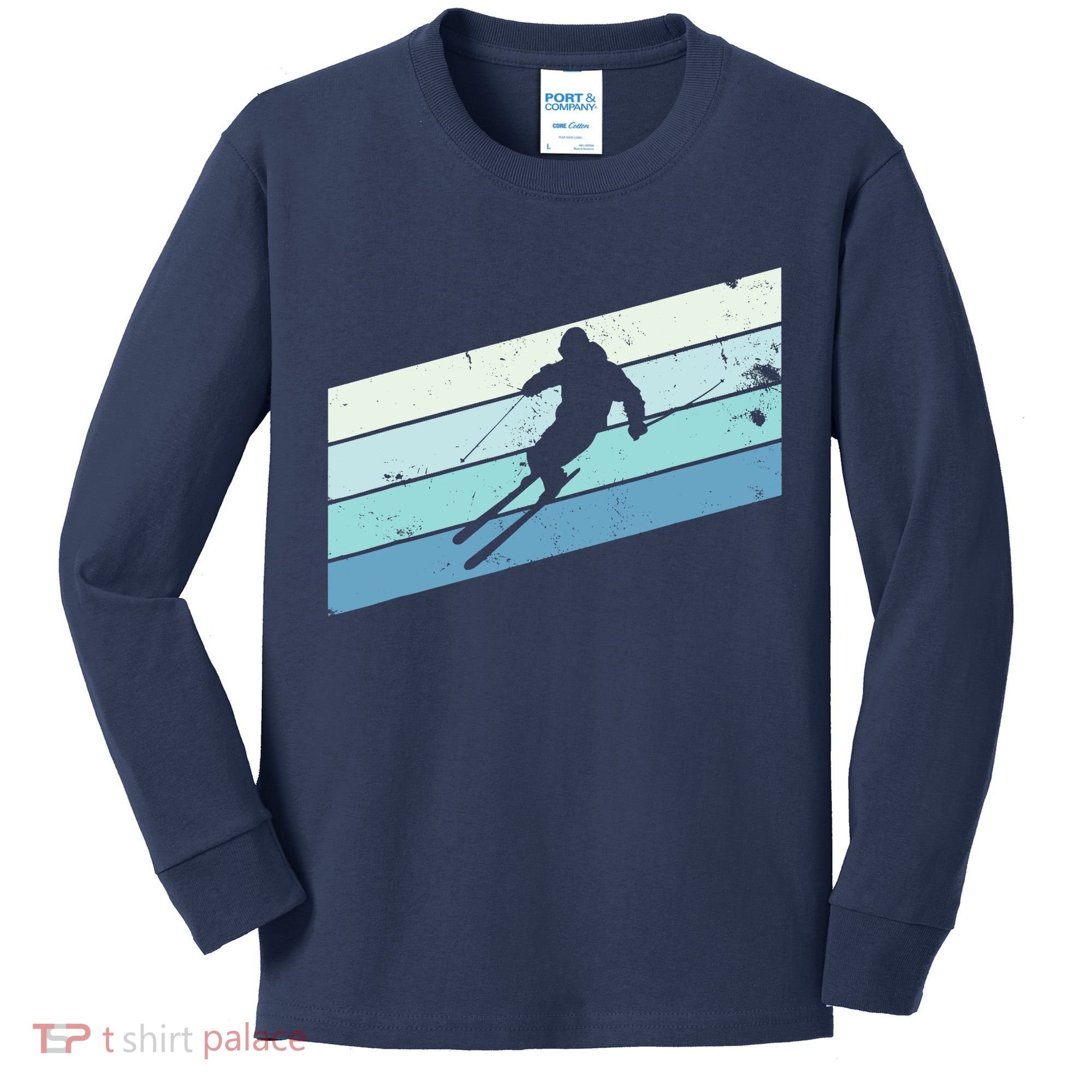 Winter Sports And Snow Skier Retro Snow Skiing Kids Long Sleeve Shirt