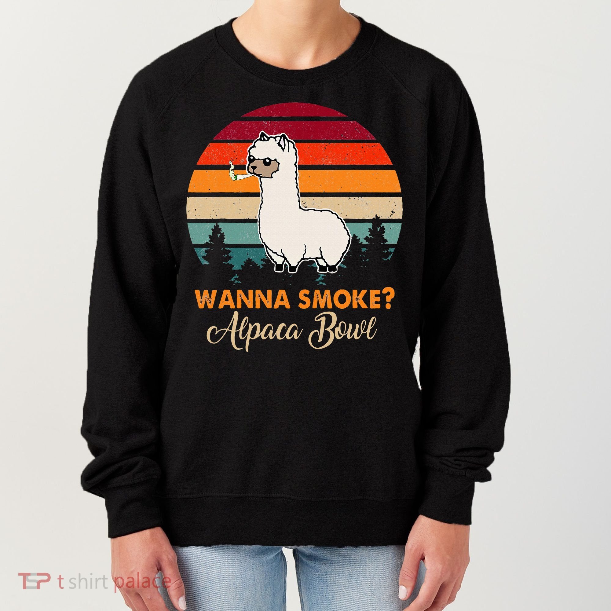Wanna Smoke Alpaca Bowl Funny Alpaca Women's Sweatshirt