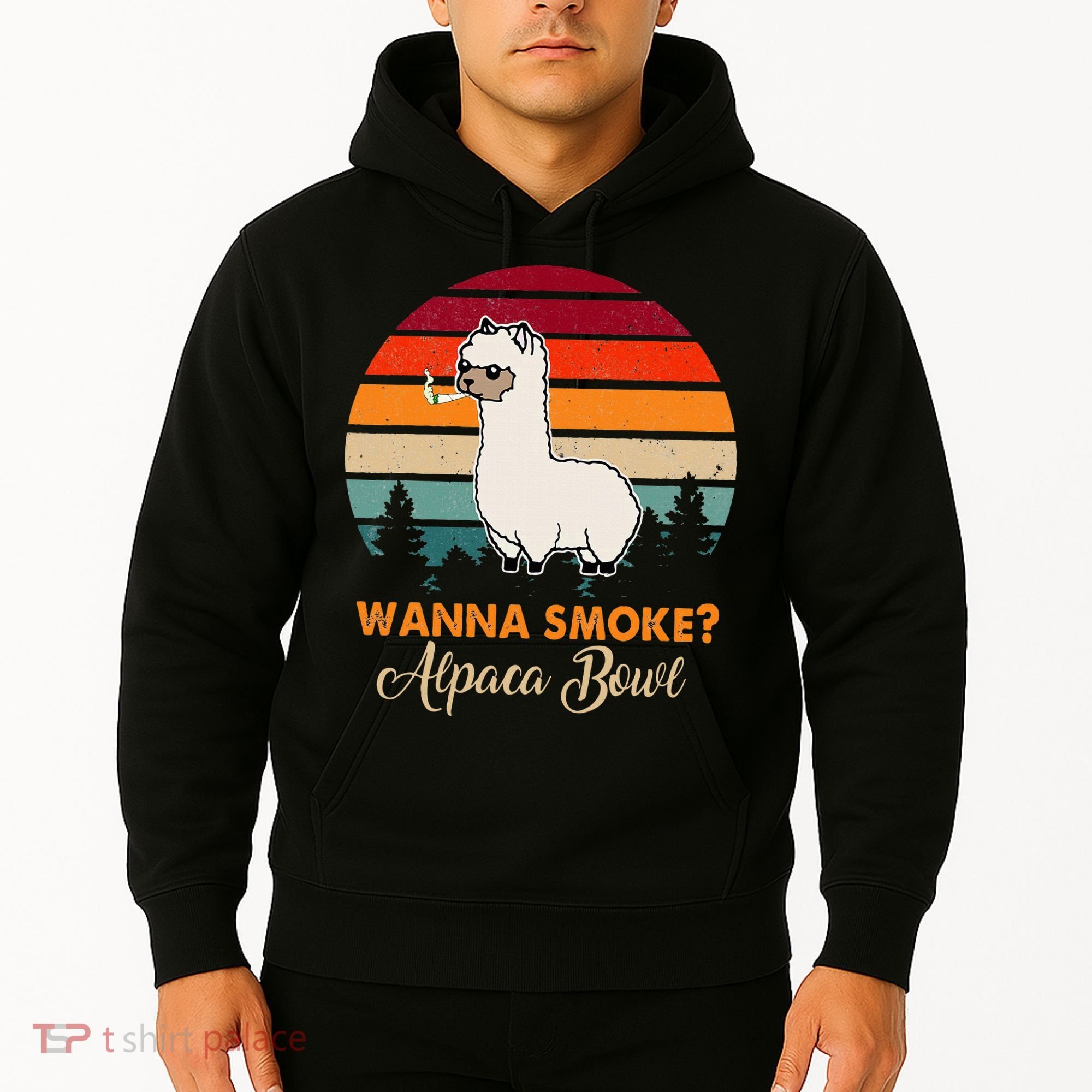 Wanna Smoke Alpaca Bowl Funny Alpaca Hoodie