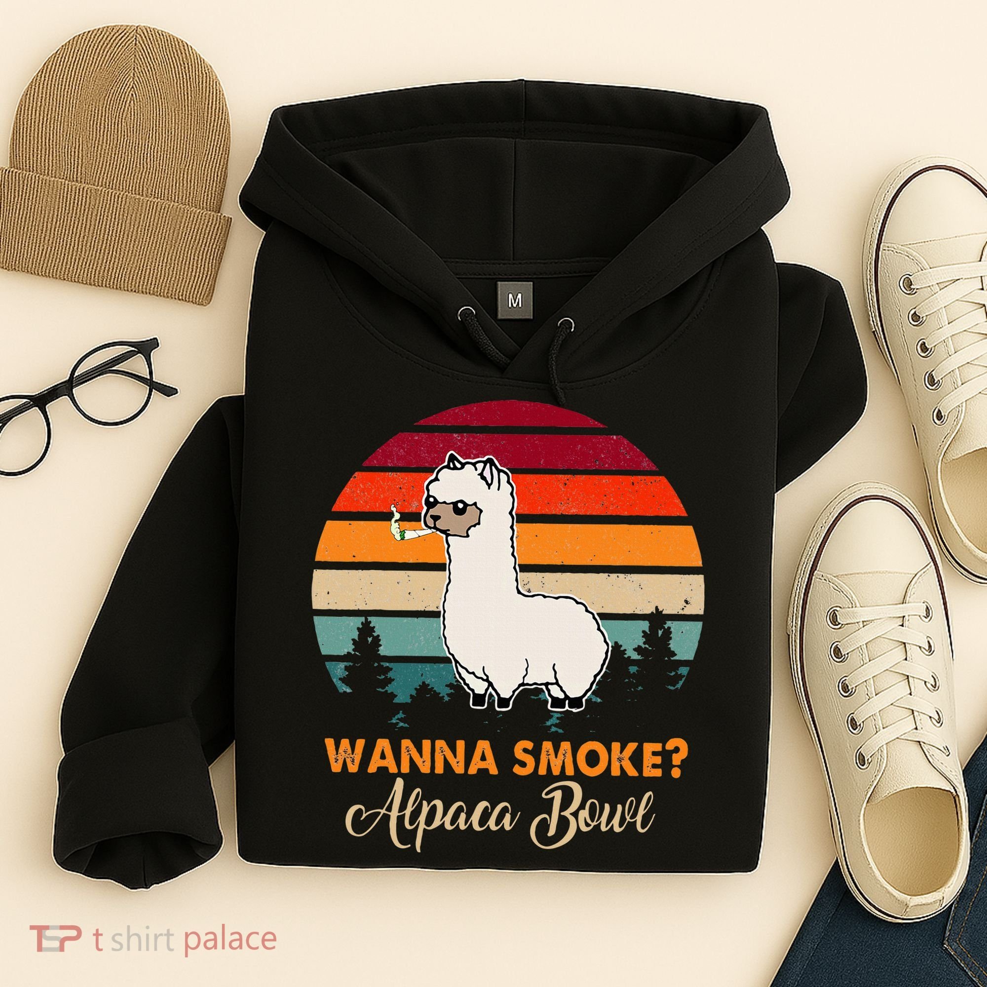 Wanna Smoke Alpaca Bowl Funny Alpaca Hoodie