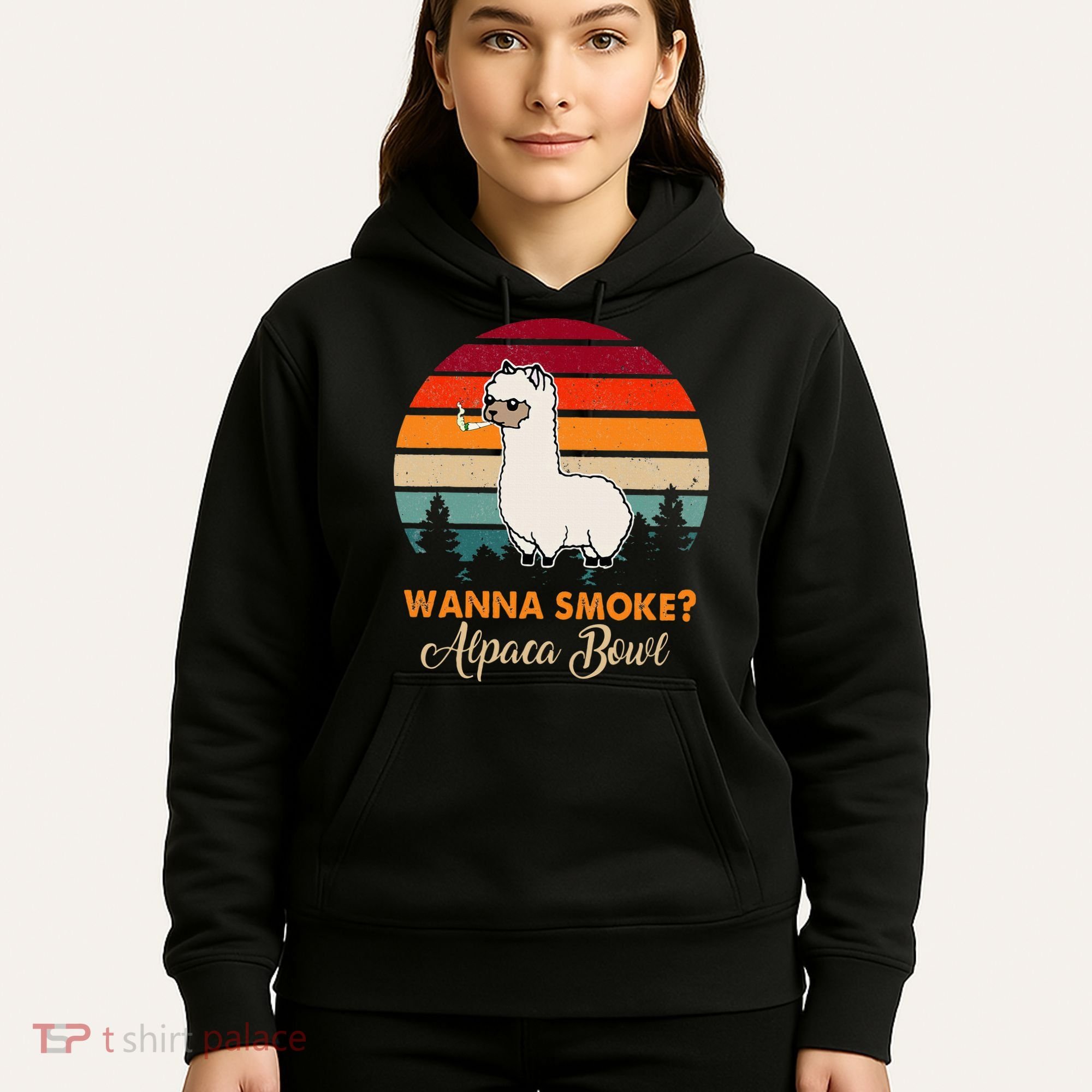Wanna Smoke Alpaca Bowl Funny Alpaca Hoodie