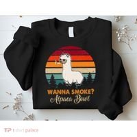 Wanna Smoke Alpaca Bowl Funny Alpaca Sweatshirt thumb 2