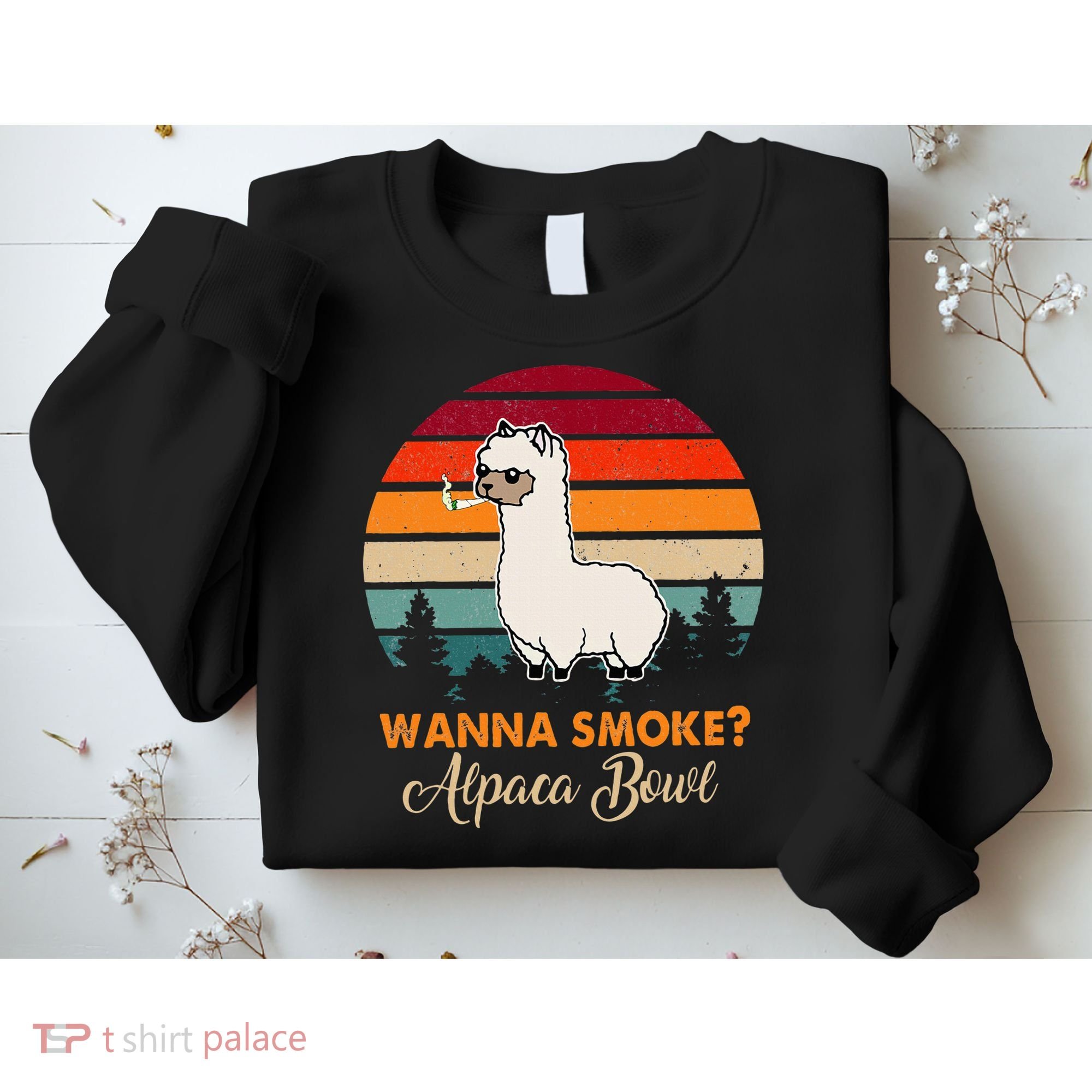 Wanna Smoke Alpaca Bowl Funny Alpaca Sweatshirt