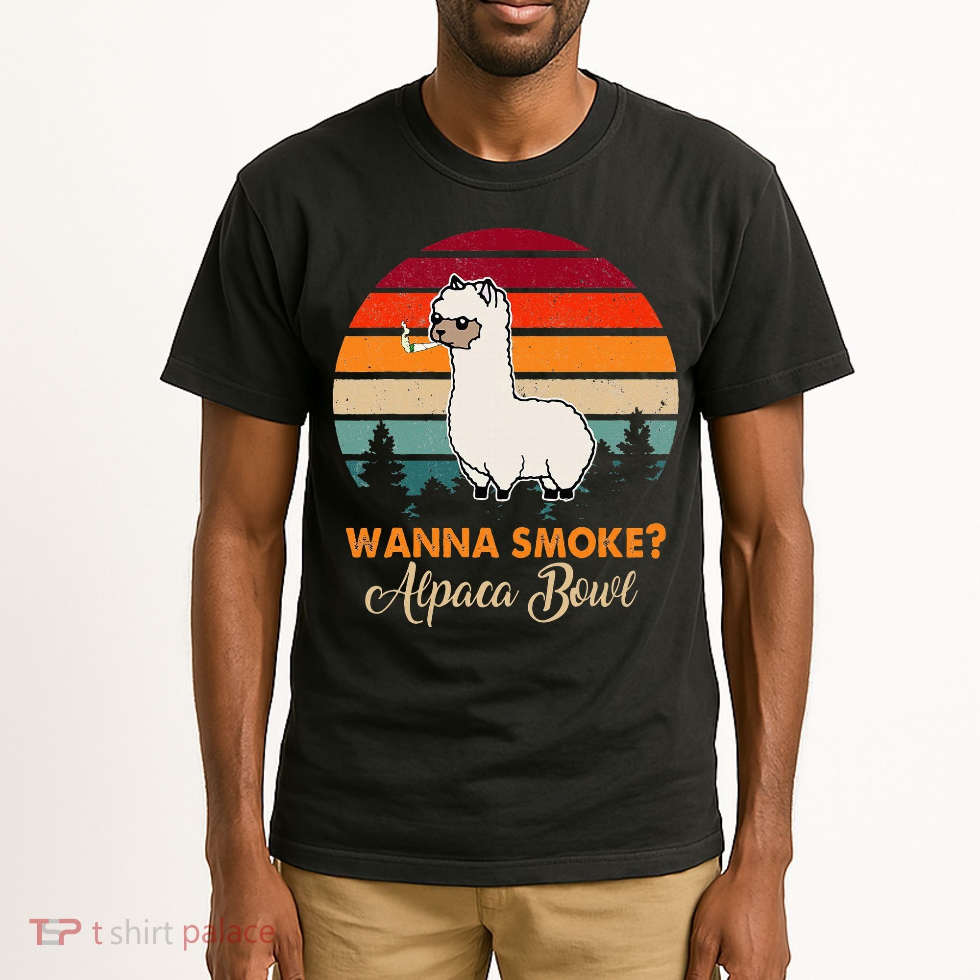 Wanna Smoke Alpaca Bowl Funny Alpaca Tall T-Shirt