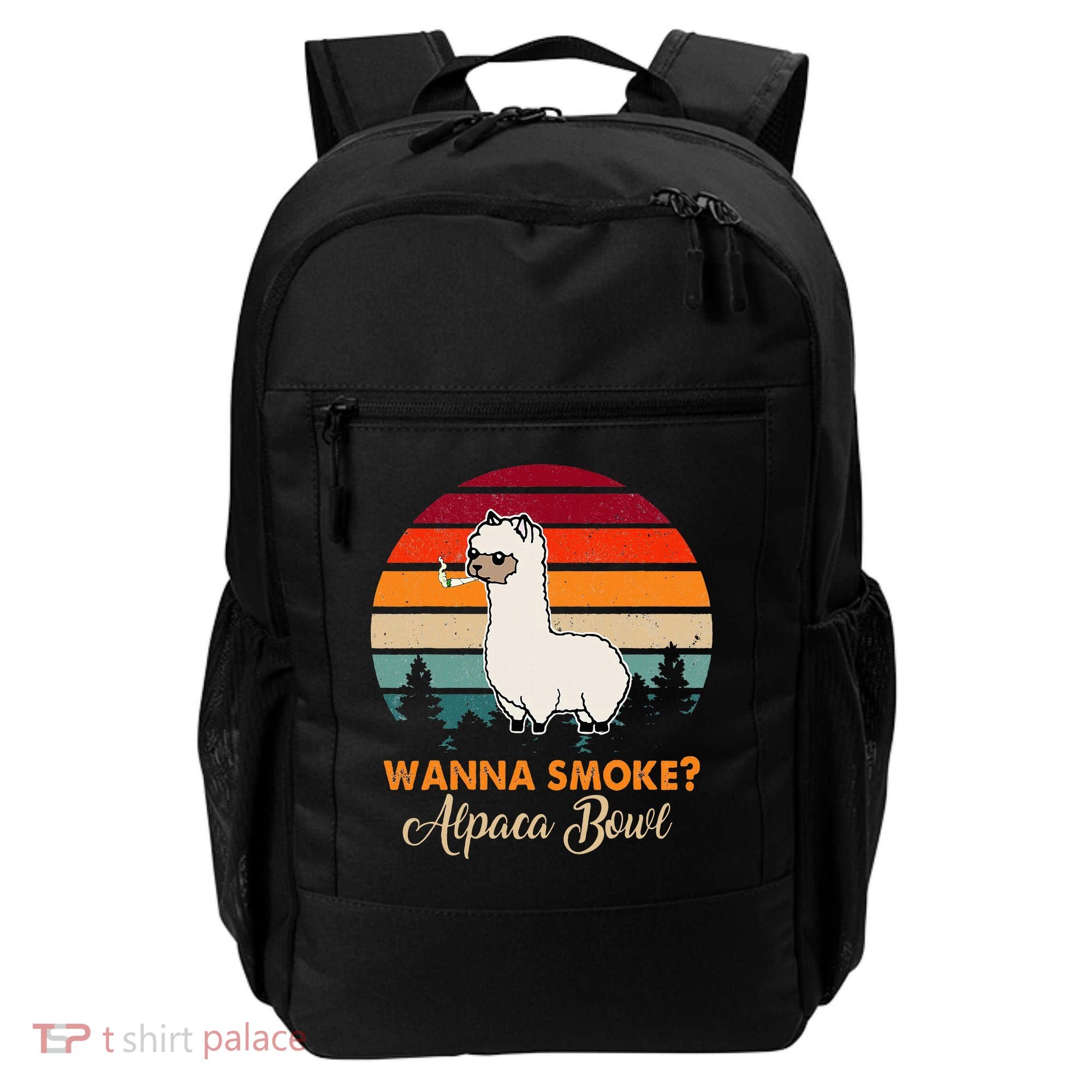 Wanna Smoke Alpaca Bowl Funny Alpaca Backpack