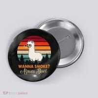 Wanna Smoke Alpaca Bowl Funny Alpaca Button thumb 0