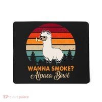 Wanna Smoke Alpaca Bowl Funny Alpaca Mousepad thumb 0