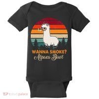 Wanna Smoke Alpaca Bowl Funny Alpaca Baby Bodysuit thumb 0