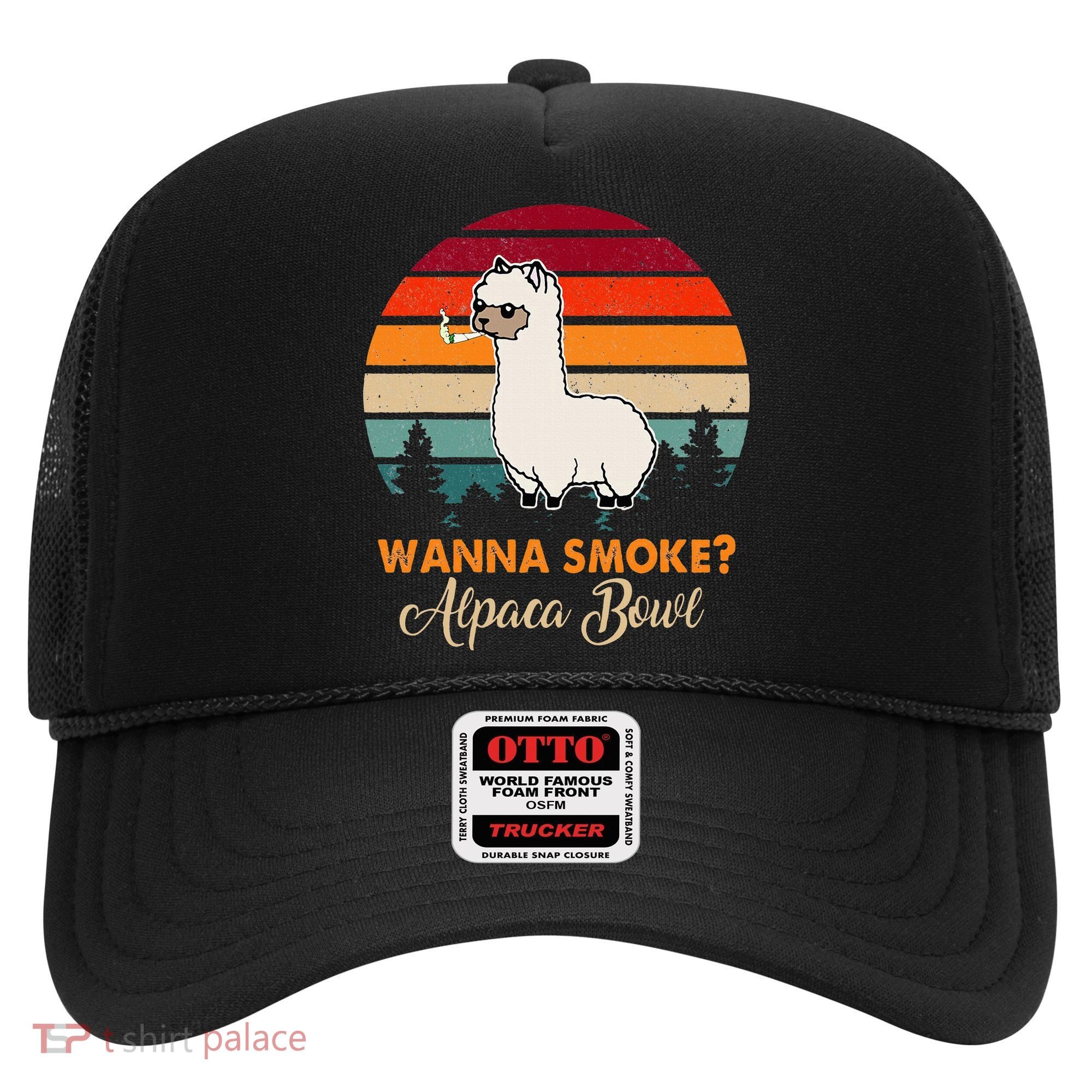 Wanna Smoke Alpaca Bowl Funny Alpaca Hat