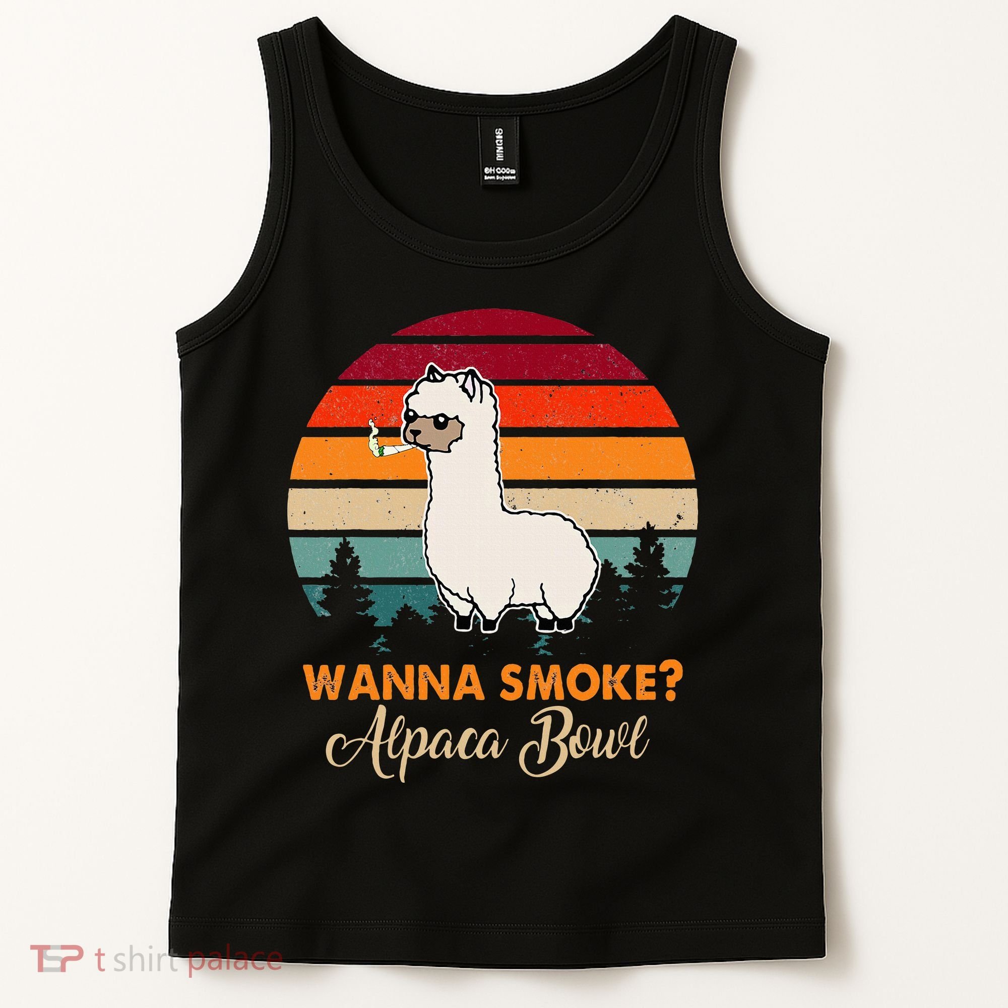 Wanna Smoke Alpaca Bowl Funny Alpaca Tank Top