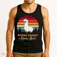 Wanna Smoke Alpaca Bowl Funny Alpaca Tank Top thumb 3