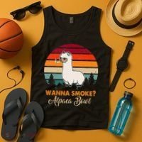 Wanna Smoke Alpaca Bowl Funny Alpaca Tank Top thumb 4