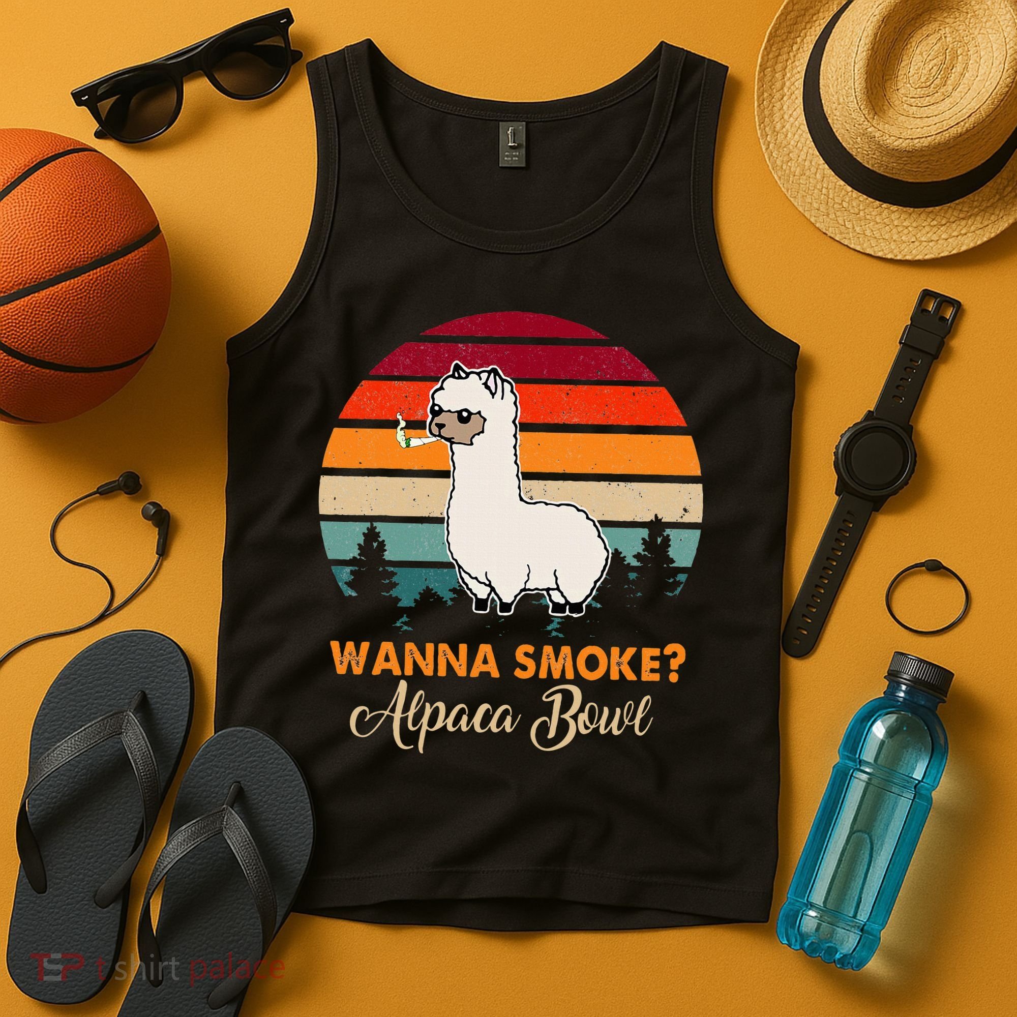 Wanna Smoke Alpaca Bowl Funny Alpaca Tank Top