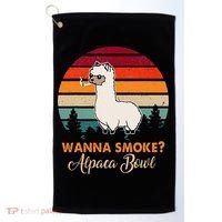 Wanna Smoke Alpaca Bowl Funny Alpaca Golf Towel thumb 0