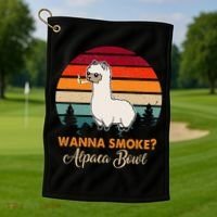 Wanna Smoke Alpaca Bowl Funny Alpaca Golf Towel thumb 1