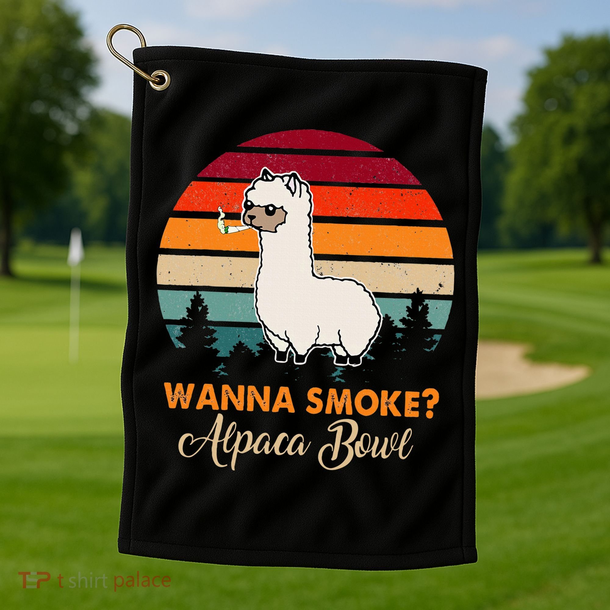Wanna Smoke Alpaca Bowl Funny Alpaca Golf Towel