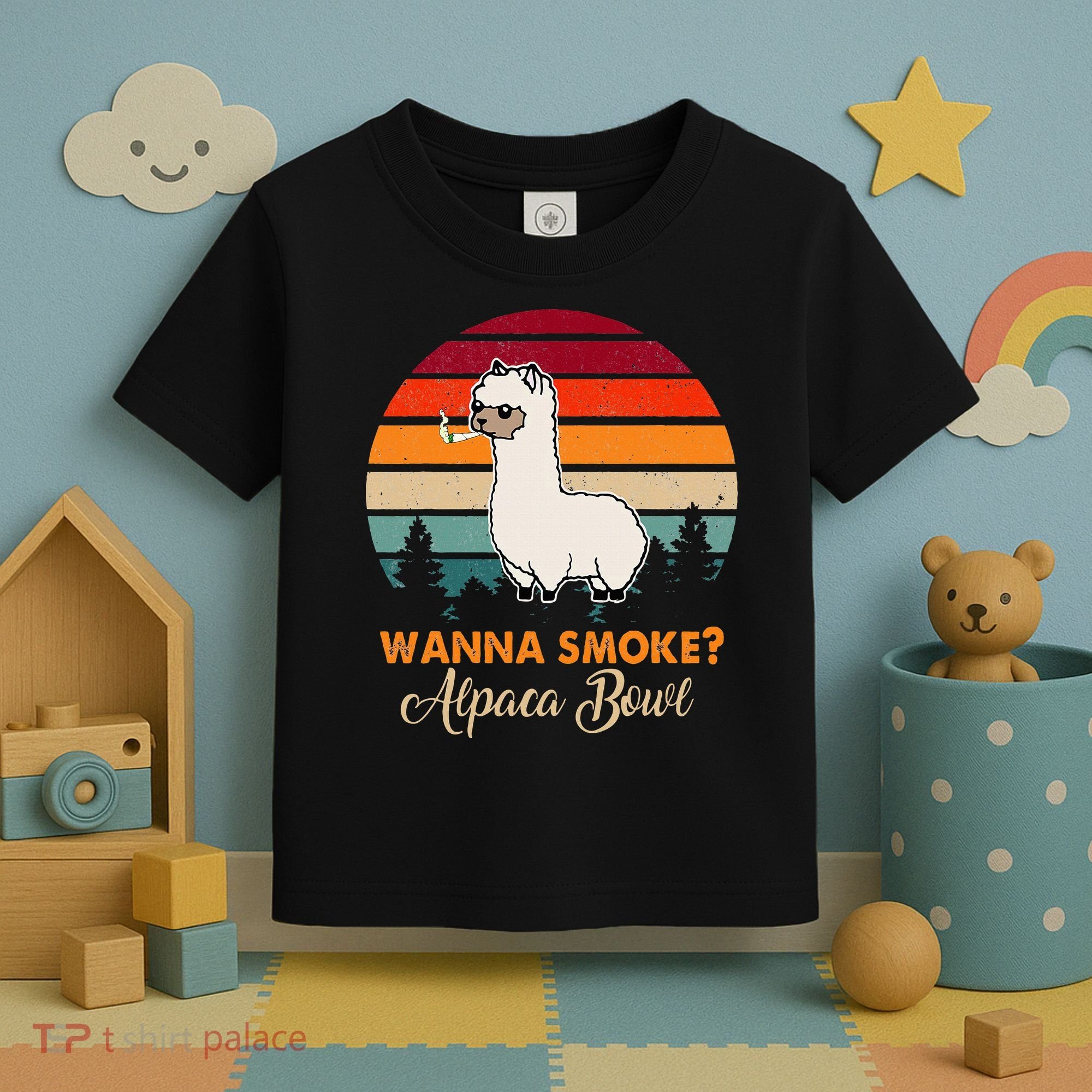 Wanna Smoke Alpaca Bowl Funny Alpaca Toddler T-Shirt