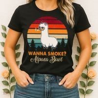 Wanna Smoke Alpaca Bowl Funny Alpaca Women's T-Shirt thumb 2