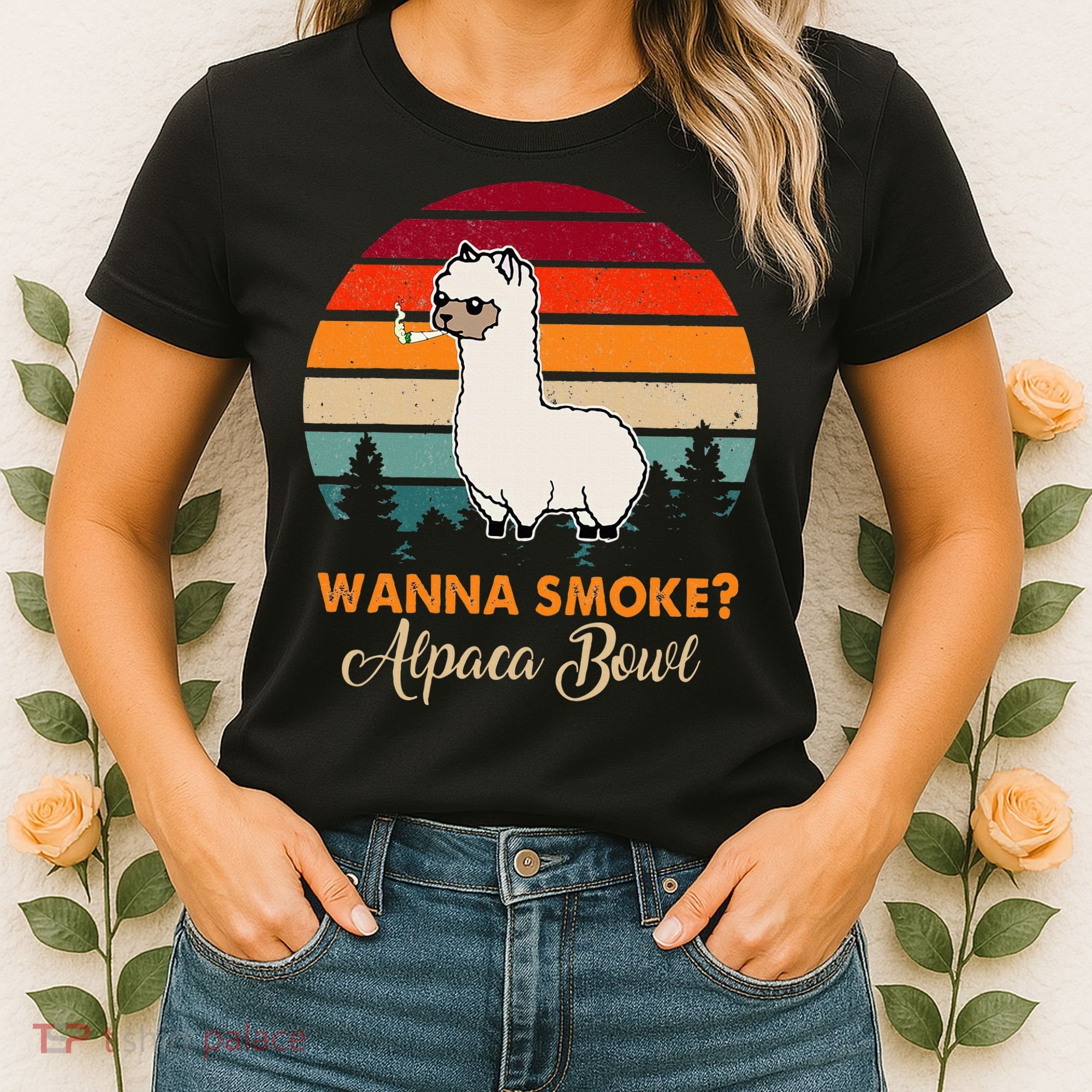 Wanna Smoke Alpaca Bowl Funny Alpaca Women's T-Shirt