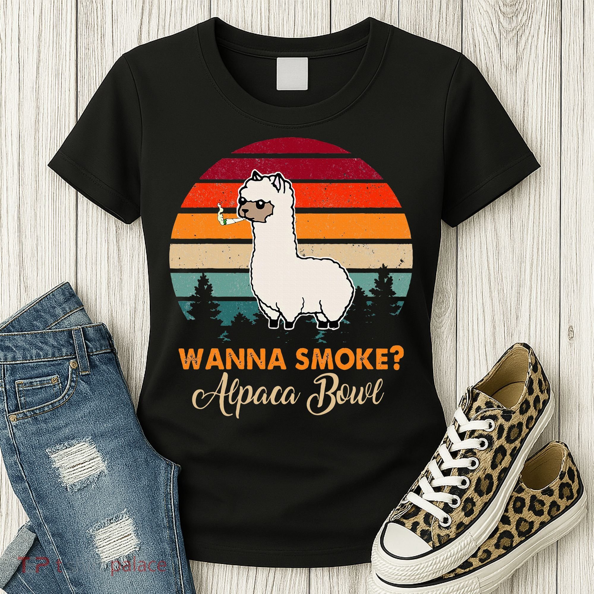 Wanna Smoke Alpaca Bowl Funny Alpaca Women's T-Shirt