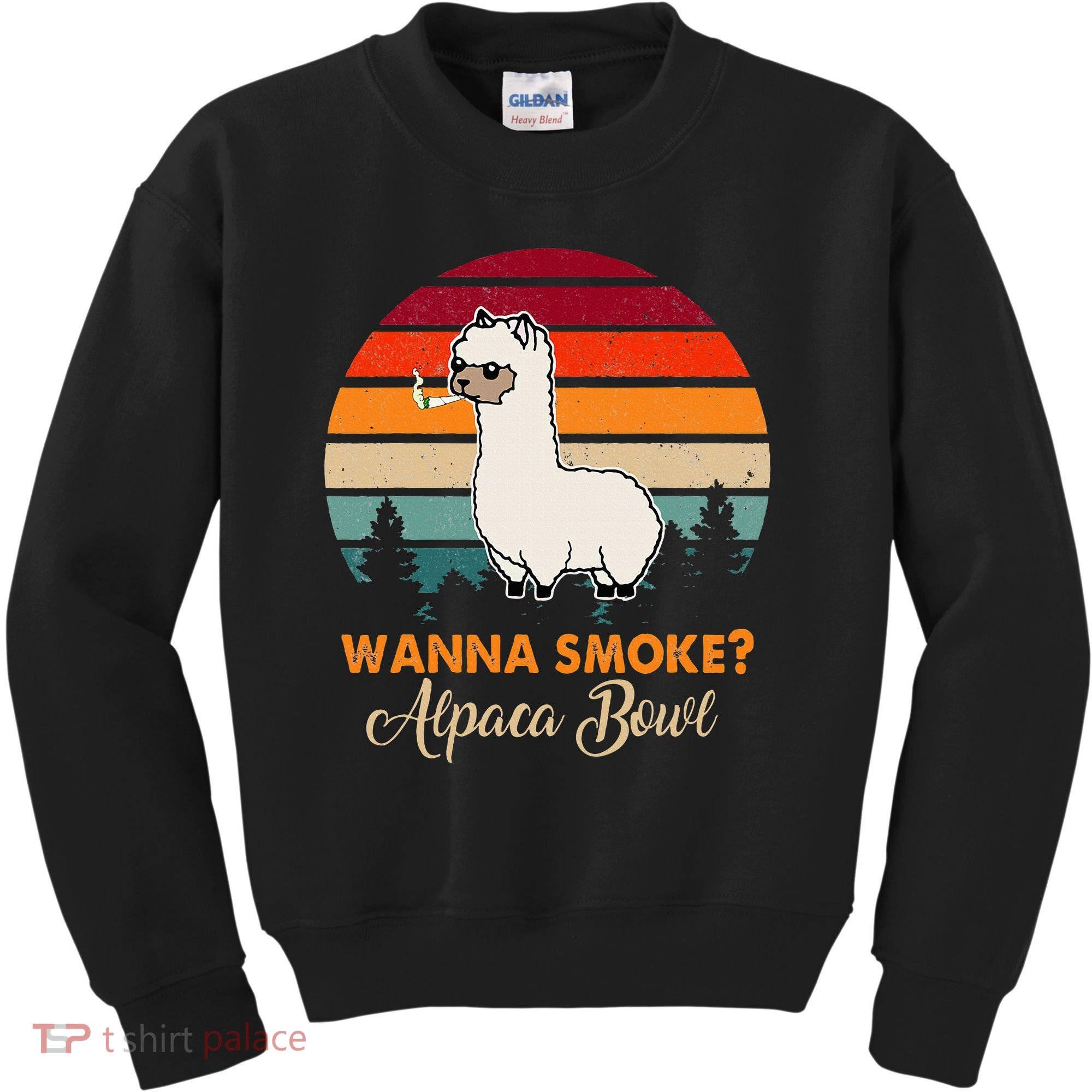 Wanna Smoke Alpaca Bowl Funny Alpaca Kids Sweatshirt