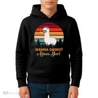 Wanna Smoke Alpaca Bowl Funny Alpaca Kids Hoodie thumb 4