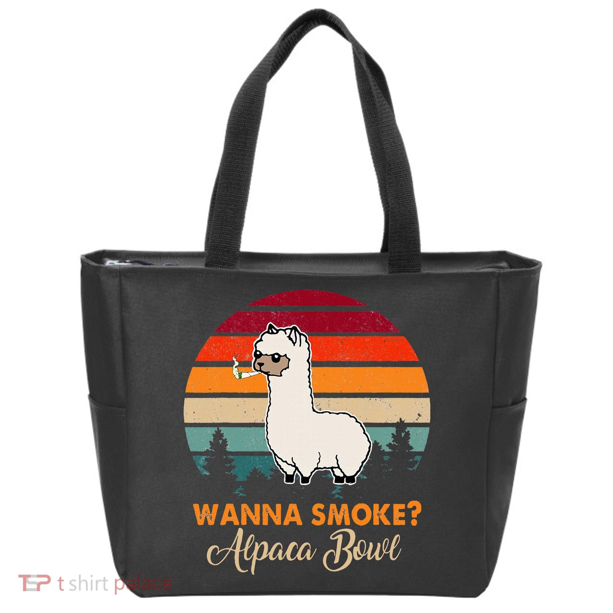 Wanna Smoke Alpaca Bowl Funny Alpaca Tote Bag
