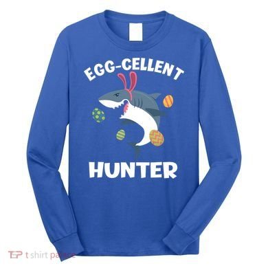 White Shark Bunny Eggfunny Giftcellent Hunter Funny Easter Cute Gift Long Sleeve Shirt