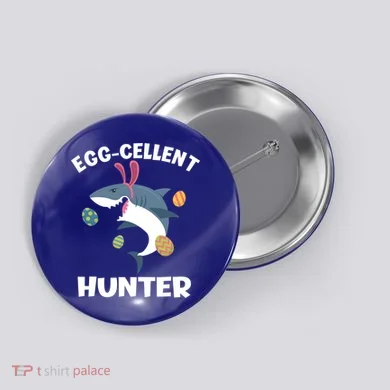 White Shark Bunny Eggfunny Giftcellent Hunter Funny Easter Cute Gift Button