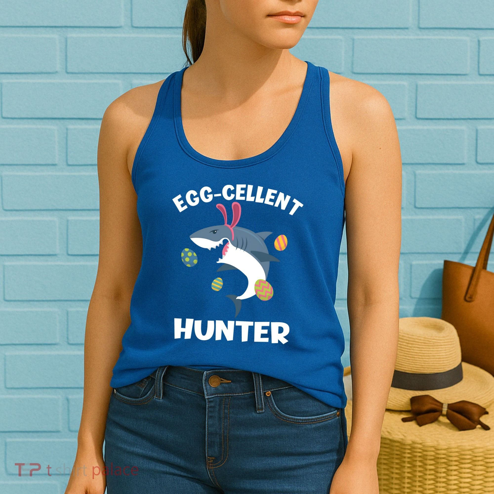 White Shark Bunny Eggfunny Giftcellent Hunter Funny Easter Cute Gift Women's Tank Top