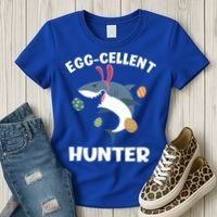 White Shark Bunny Eggfunny Giftcellent Hunter Funny Easter Cute Gift Women's T-Shirt thumb 3