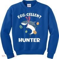 White Shark Bunny Eggfunny Giftcellent Hunter Funny Easter Cute Gift Kids Sweatshirt thumb 0