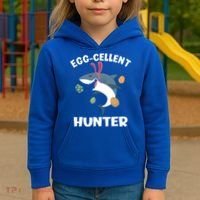 White Shark Bunny Eggfunny Giftcellent Hunter Funny Easter Cute Gift Kids Hoodie thumb 3