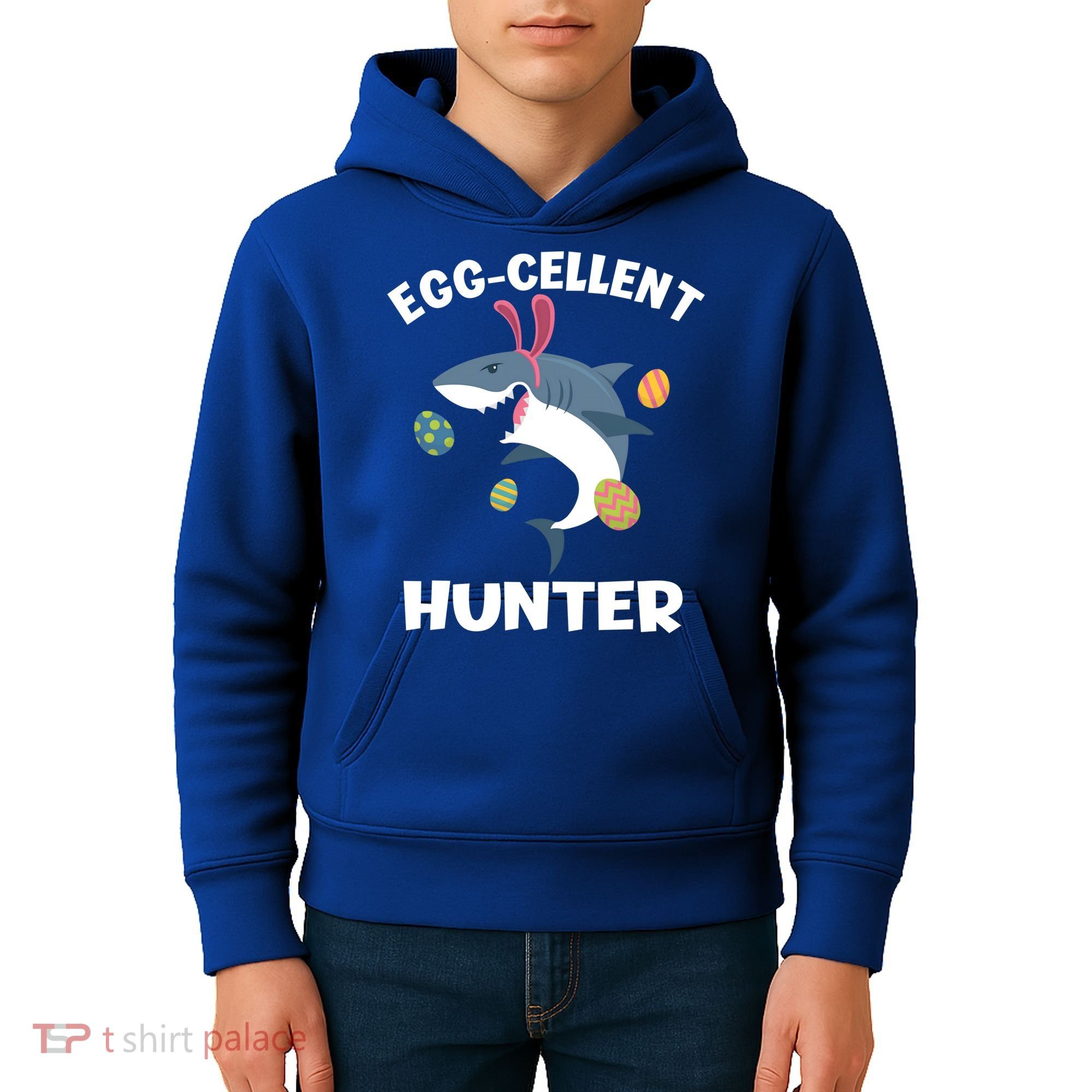 White Shark Bunny Eggfunny Giftcellent Hunter Funny Easter Cute Gift Kids Hoodie