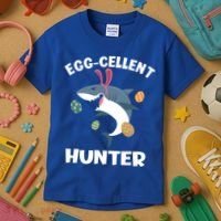 White Shark Bunny Eggfunny Giftcellent Hunter Funny Easter Cute Gift Kids T-Shirt thumb 3