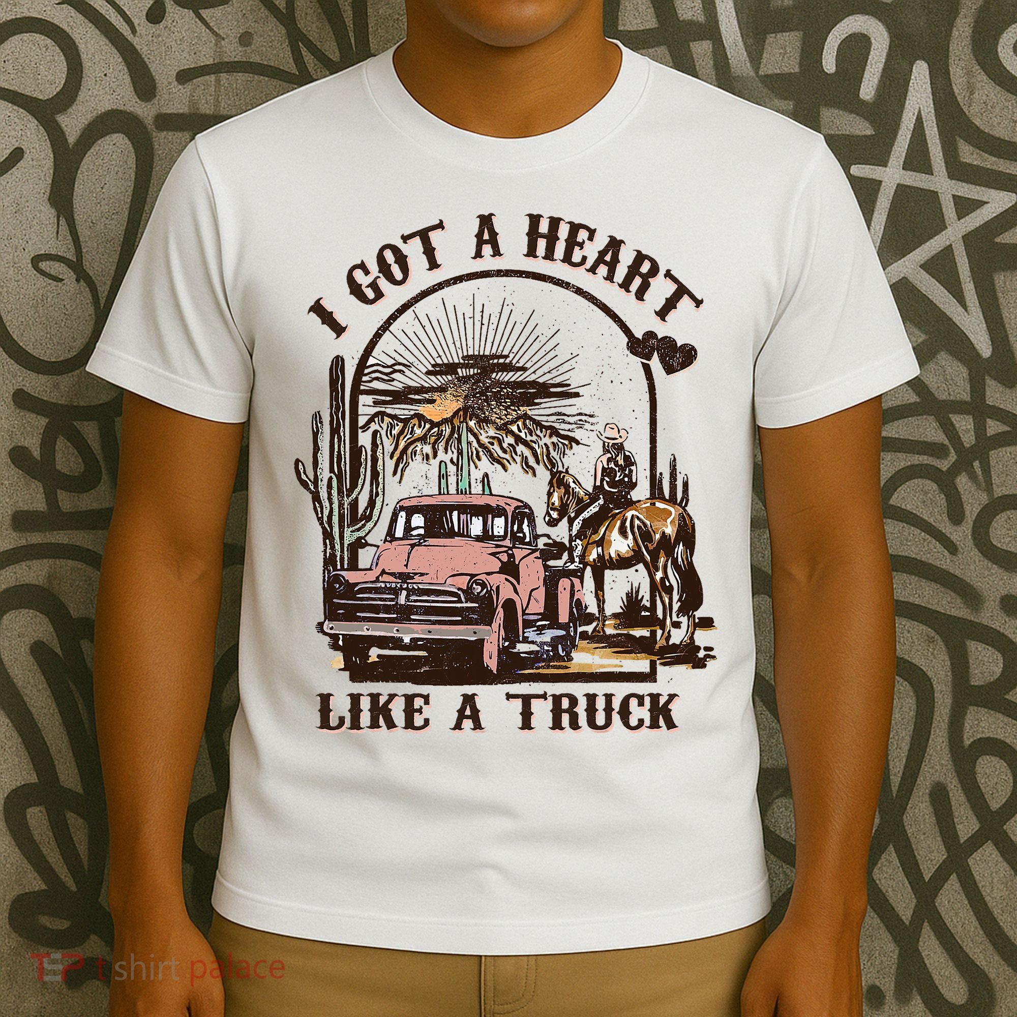 Western Sunset Cowgirl I Got A Heart Like A Truck T-Shirt
