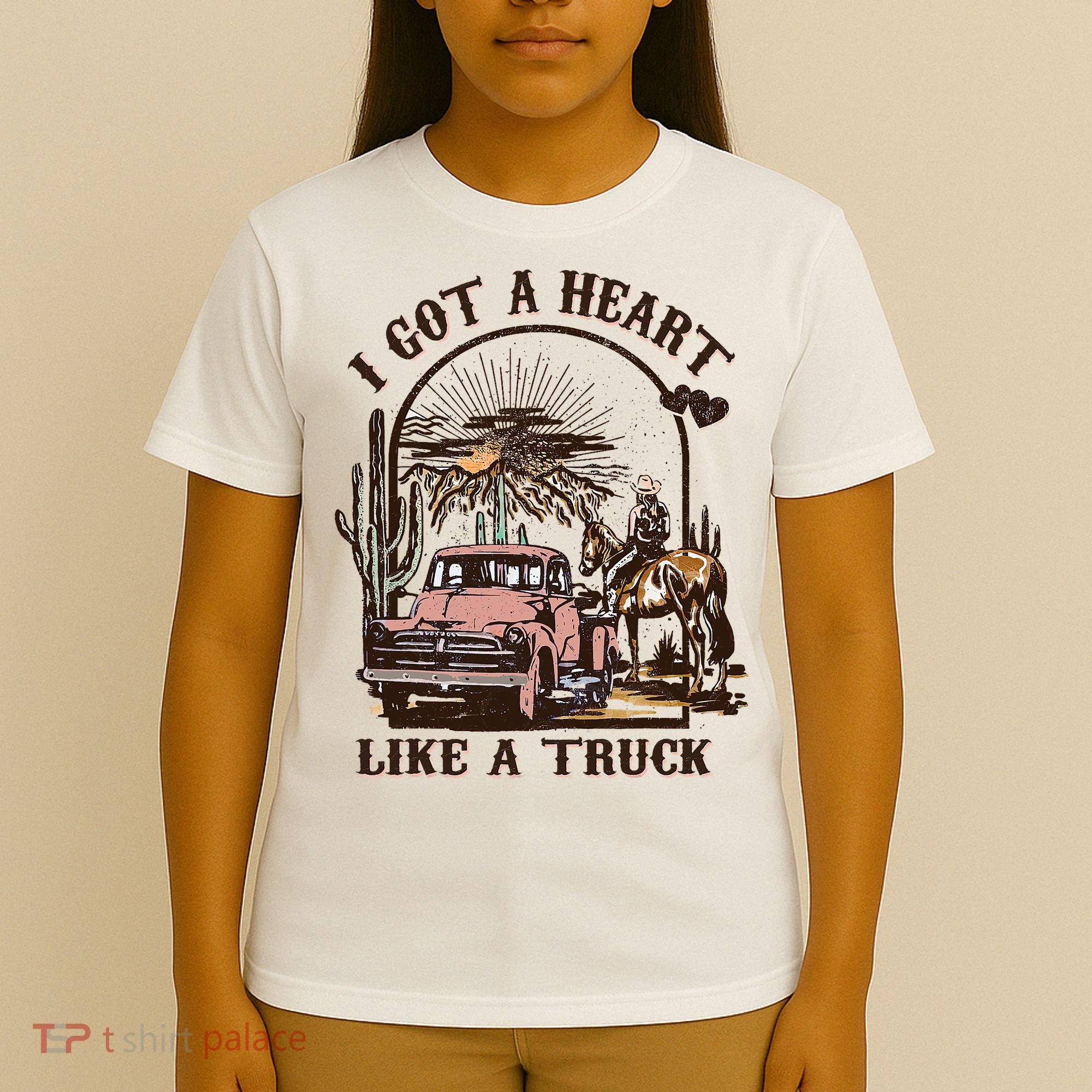 Western Sunset Cowgirl I Got A Heart Like A Truck T-Shirt