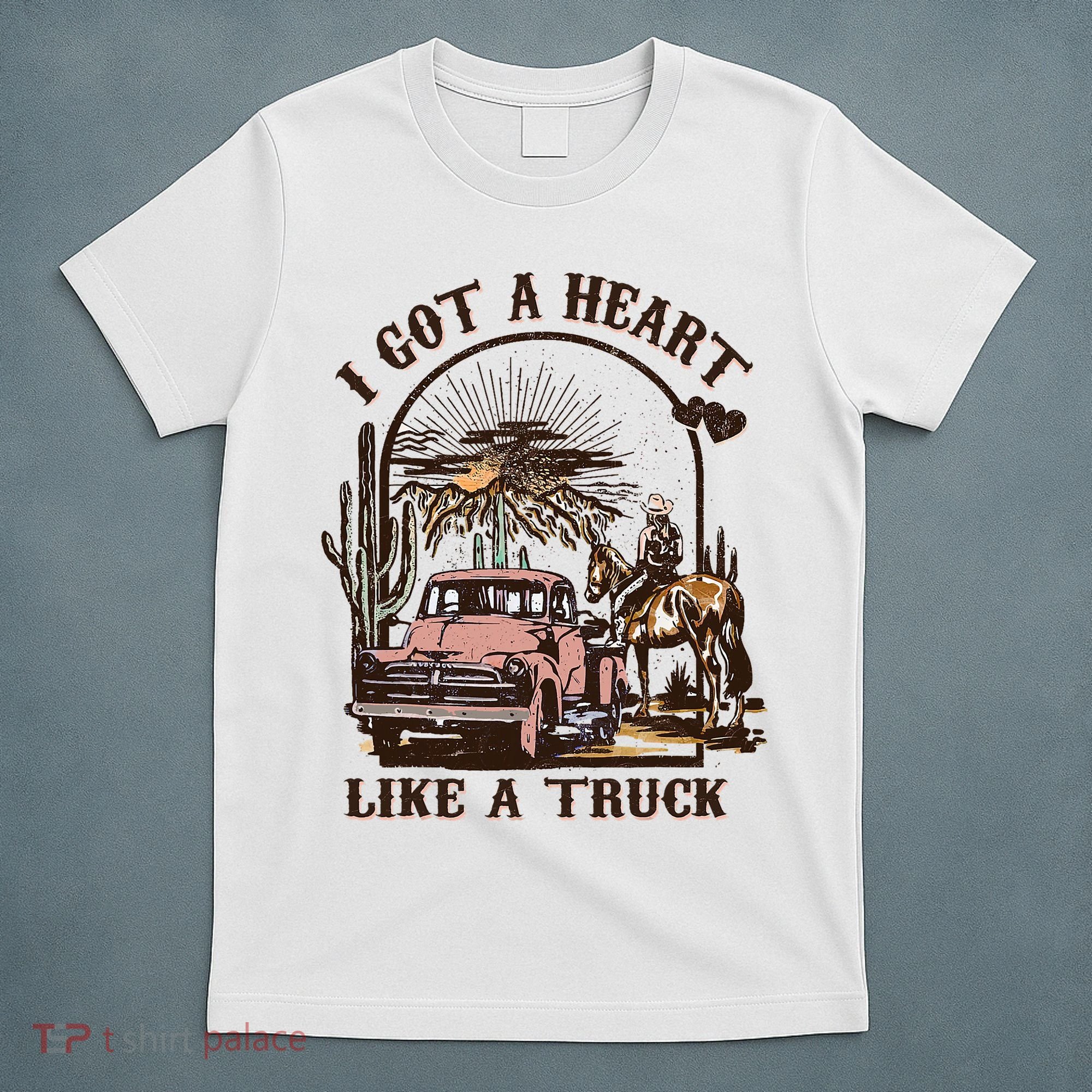 Western Sunset Cowgirl I Got A Heart Like A Truck T-Shirt