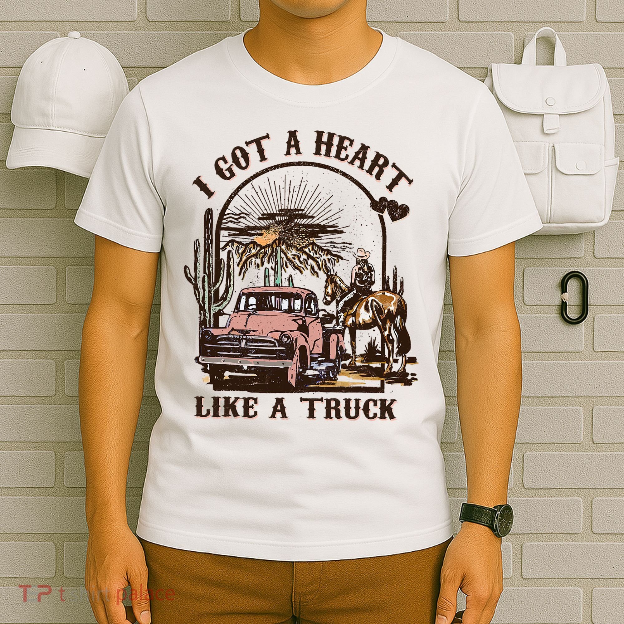 Western Sunset Cowgirl I Got A Heart Like A Truck T-Shirt