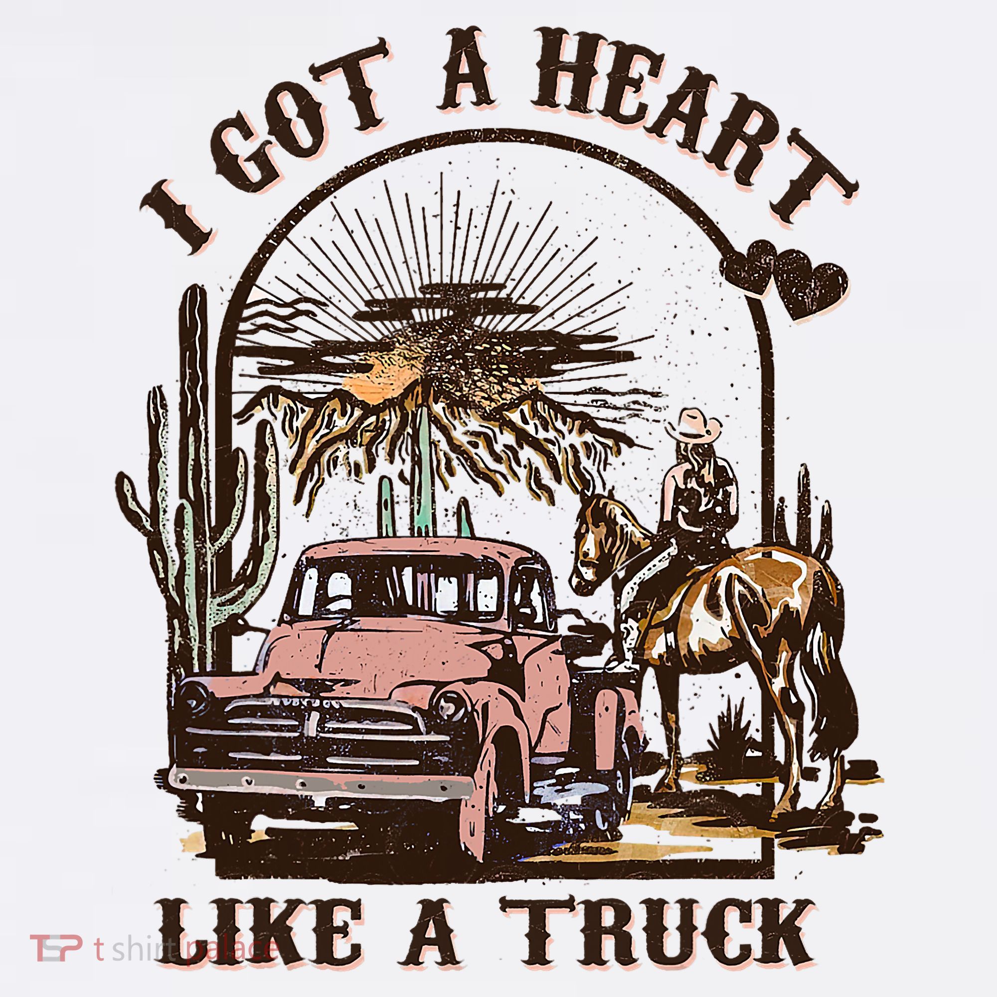 Western Sunset Cowgirl I Got A Heart Like A Truck T-Shirt