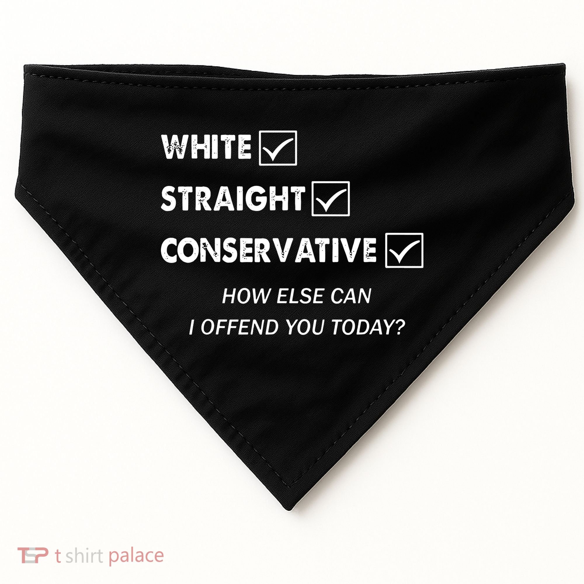 White Straight Conservative USA-Made Doggie Bandana