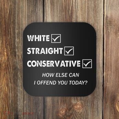White Straight Conservative Coaster