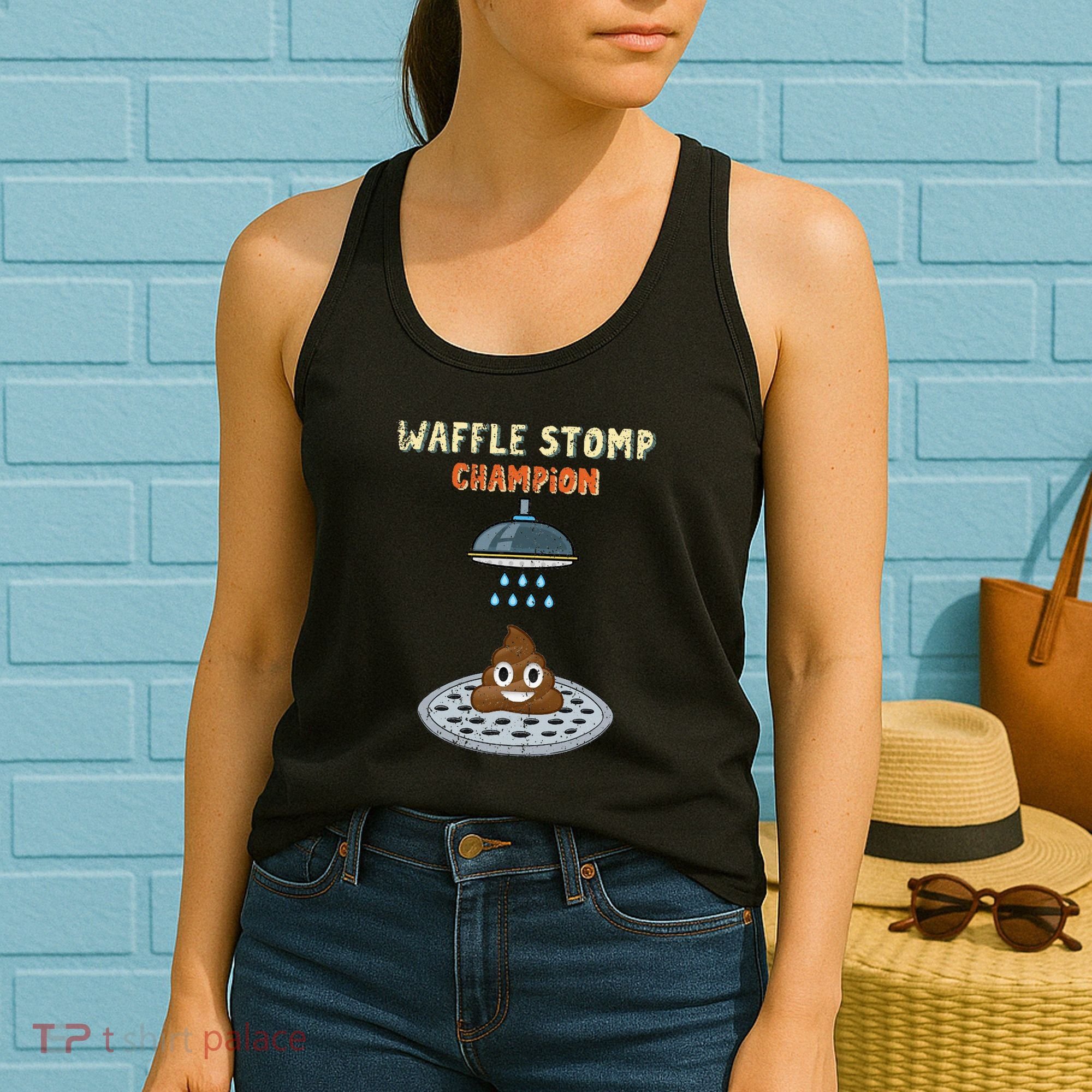 Waffle Stomp Champion Turd Poop In Shower With Pride Women's Tank Top