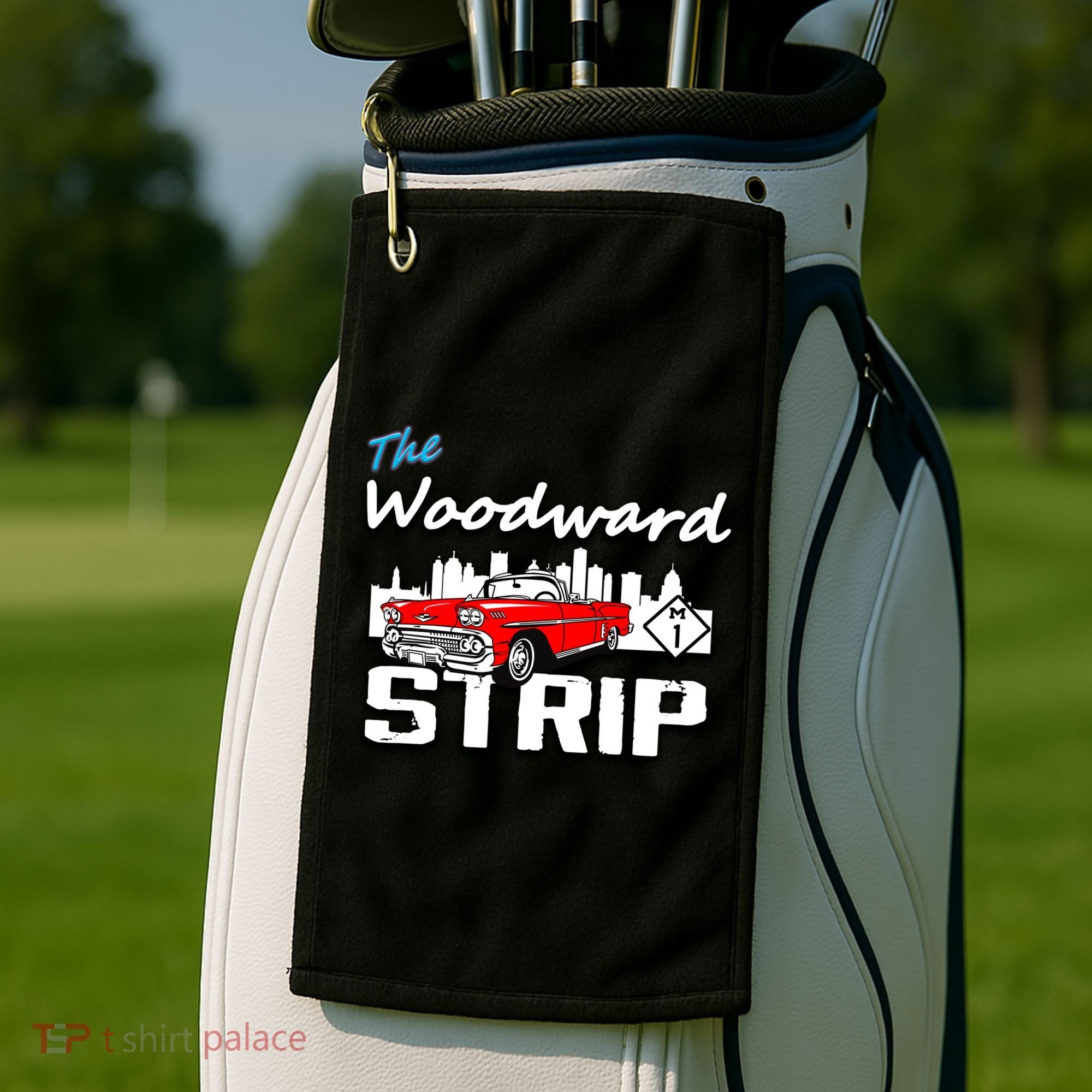 Woodward Strip Classic Car Golf Towel